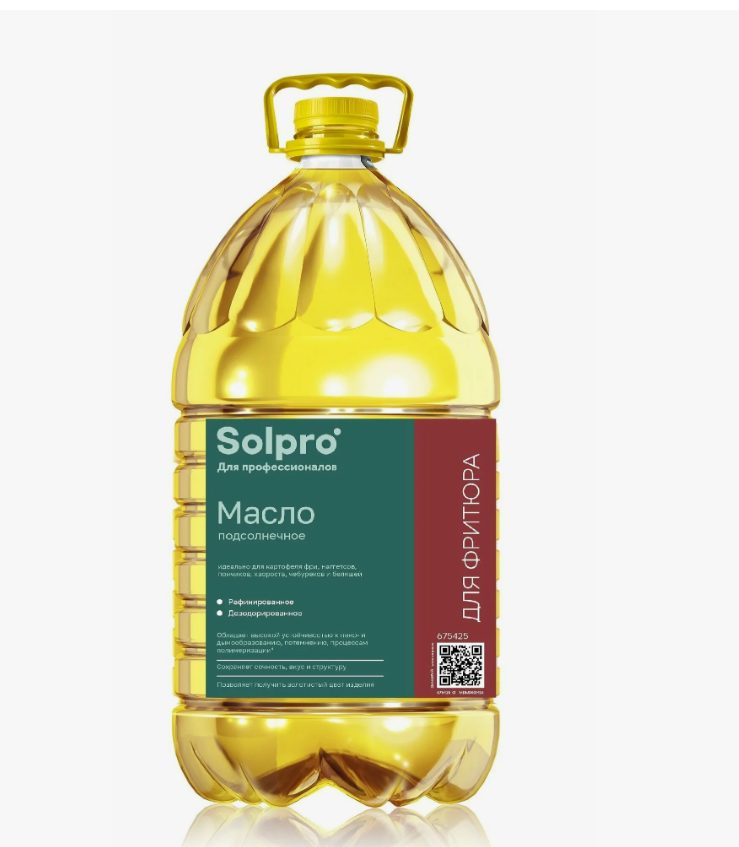 Масло подсолнечное рафинированное дезодорированное вымороженное "SolPro",5л, кор 3 шт., 13,8 кг САПП