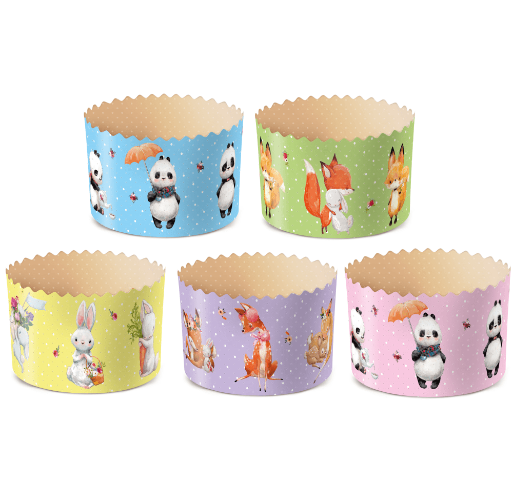 Форма бумаж.КУЛИЧ 70/60мм Зверята (2000шт) 100шт/туба