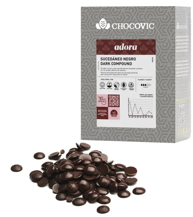 Шоколадная масса темная легкоплавкие диски Chocovic CHD-Q54CHVС-814 20кг/шт.