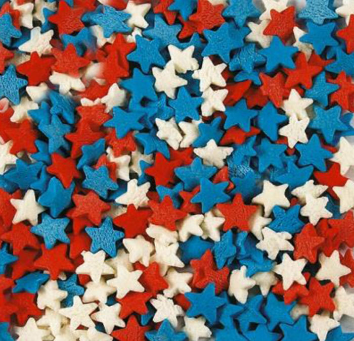 Посыпки Звезды красные, белые, синие 0,75кг tp15796