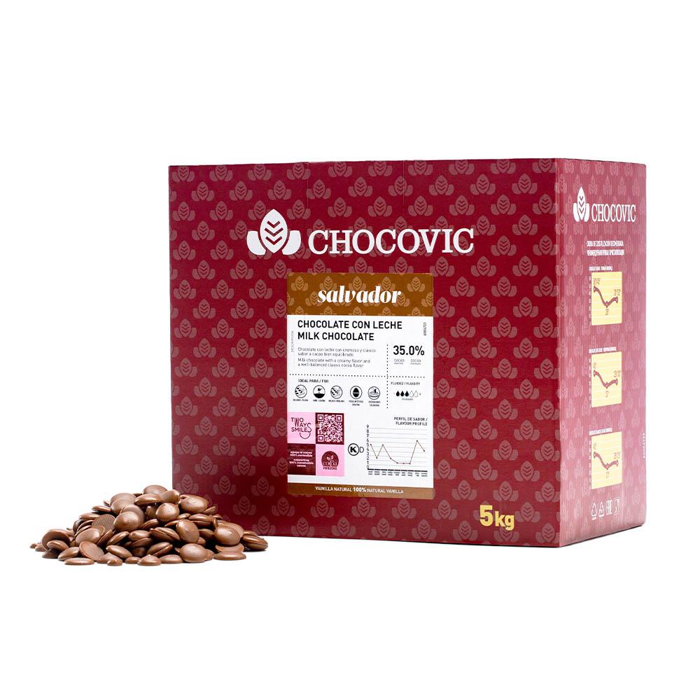 Шоколадная масса молочная легкоплавкие диски Chocovic Salvador CHM-T1CHVC-94B 5кг/шт.