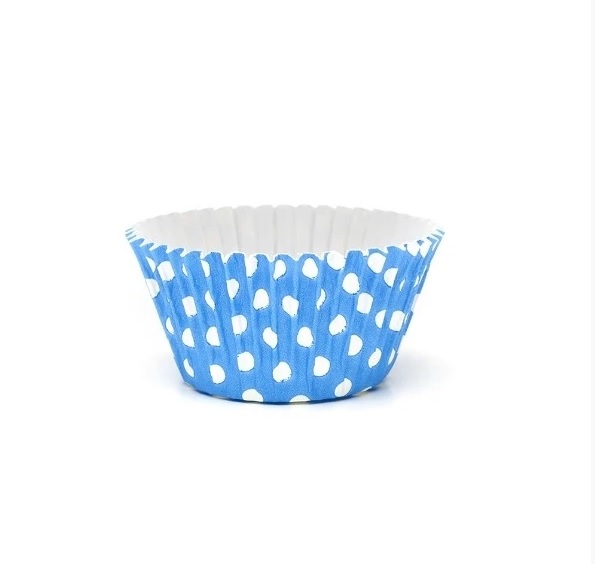 Форма бумаж.для кап-кейка синяя в белый горох,плотн.карт.CUPS130/40 (2430 шт.)