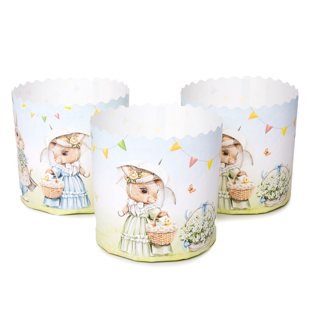 Форма бумажные РЕТРО ЗАЙЦЫ d70хh85мм (2400шт) 120шт/туба