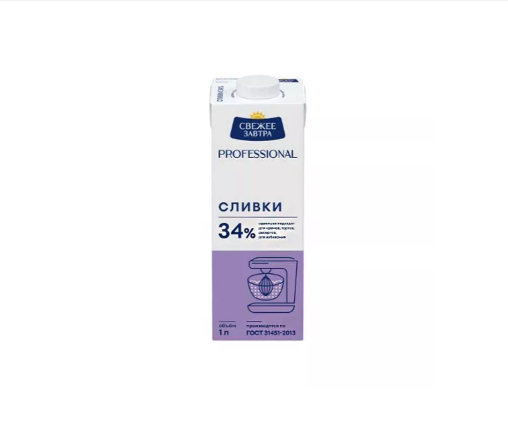 1683 Сливки Свежее Завтра Professional 34% 1л