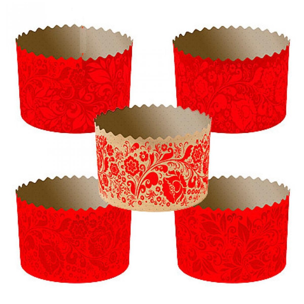 Форма бумаж.КУЛИЧ 110/85  ПАСХА КРАСНАЯ (коробка 1900шт),136шт/туба