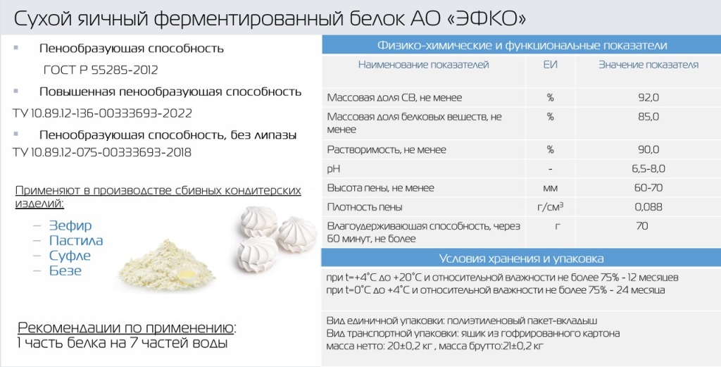 Белок сухой яичный ферментированный (обессахаренный)